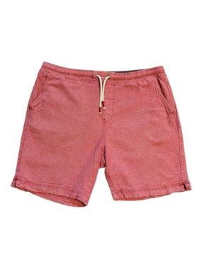 Kolby Men’s Red Chambray Cotton Drawstring Flat Front Shorts Size 33
